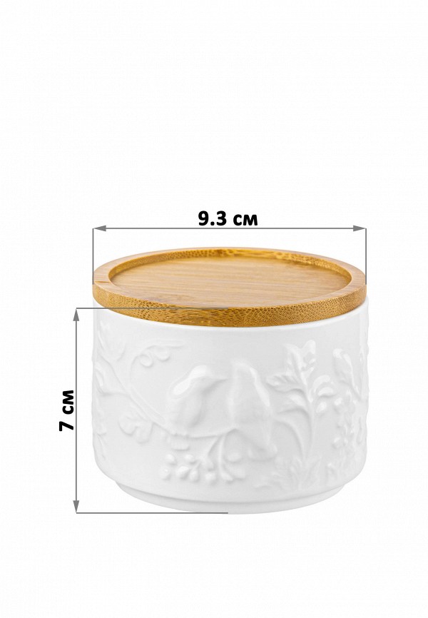 Elan Gallery Набор банок для хранения - 2х250 мл 9,3х9,3х7 см Птички на ветке, с деревянной крышкой-подставкой - фото 2