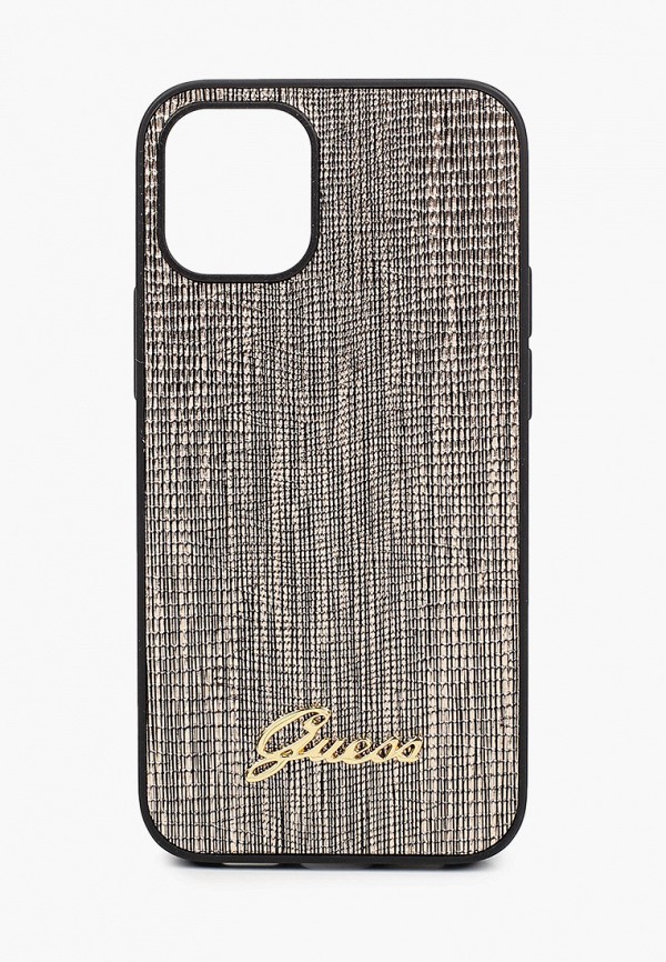 Guess Чехол для iPhone 12 mini (5.4), PU Animal Lizard with metal logo Gold