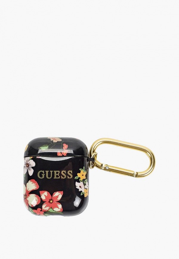 Guess Чехол для наушников - Airpods, Silicone case with ring Flower N.4 Black - фото 1
