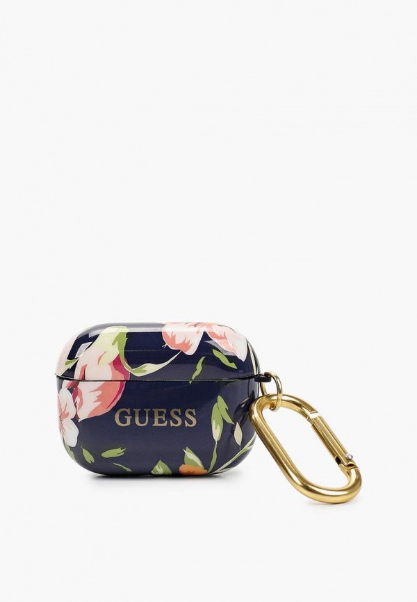 Guess Чехол для наушников - Airpods Pro, Silicone case with ring Flower N.3 Blue - фото 1