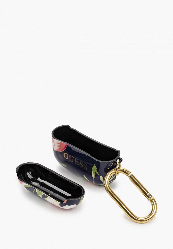 Guess Чехол для наушников - Airpods Pro, Silicone case with ring Flower N.3 Blue - фото 2