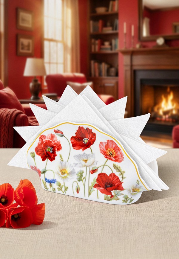 Elan Gallery Салфетница - 14,5х4,5х7,5 см Маки - фото 3