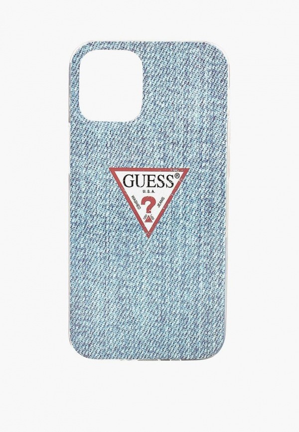 Guess Чехол для iPhone 12 mini, Denim Triangle logo Light blue
