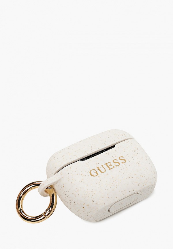 Guess Чехол для наушников - Airpods Pro, Silicone case with ring Glitter/White - фото 2