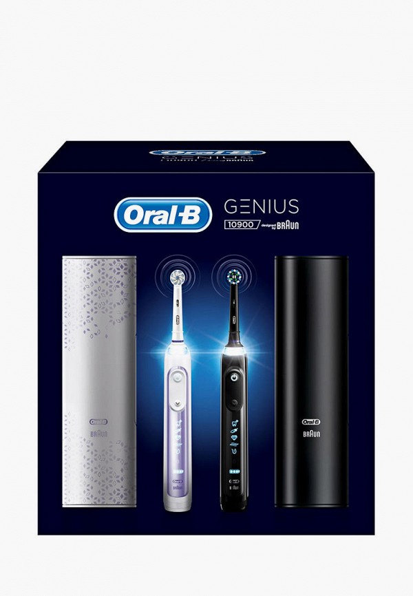 Braun Электрические зубные щетки 2 шт. - Oral-B Genius 10000N черная и пурпурная - фото 1