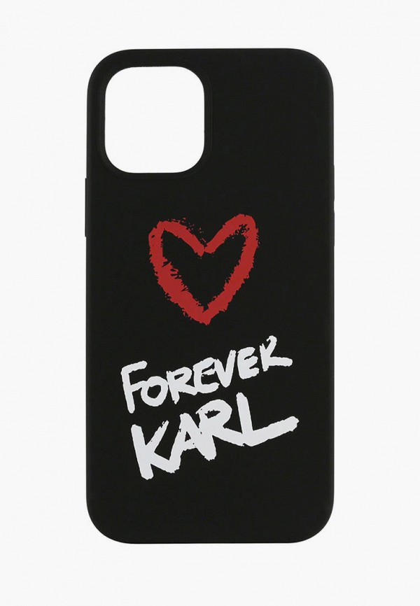 Karl Lagerfeld Чехол для iPhone - 12/12 Pro (6.1), Liquid silicone Forever Karl Black - фото 1