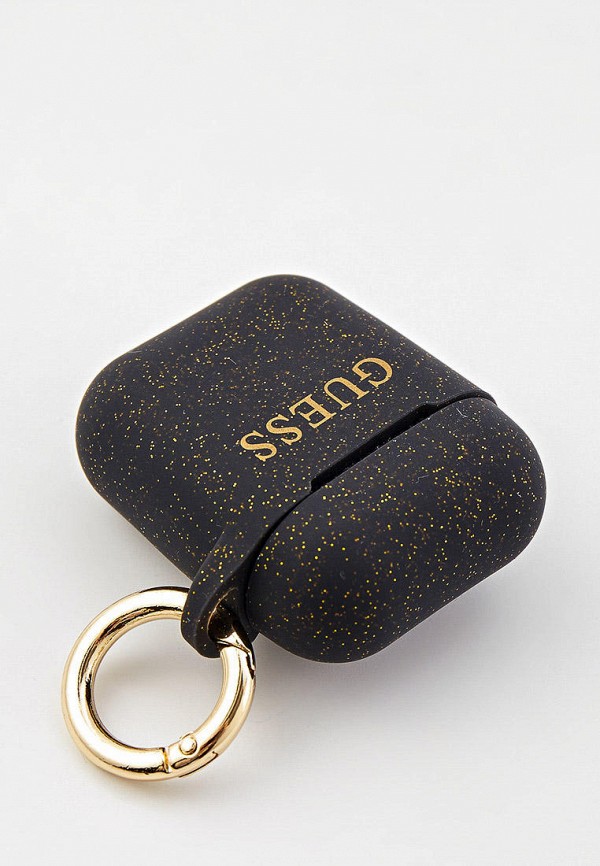 Guess Чехол для наушников - Airpods Silicone case with ring Glitter/Black - фото 2