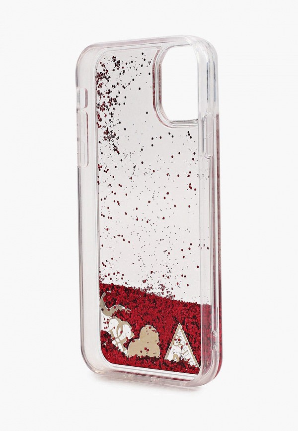 Guess Чехол для iPhone - 11, Liquid Glitter Hearts Raspberry - фото 2