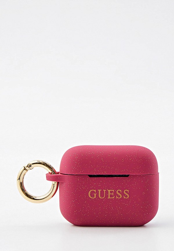 Guess Чехол для наушников - Airpods Pro Silicone case with ring Glitter/Fuschia - фото 1