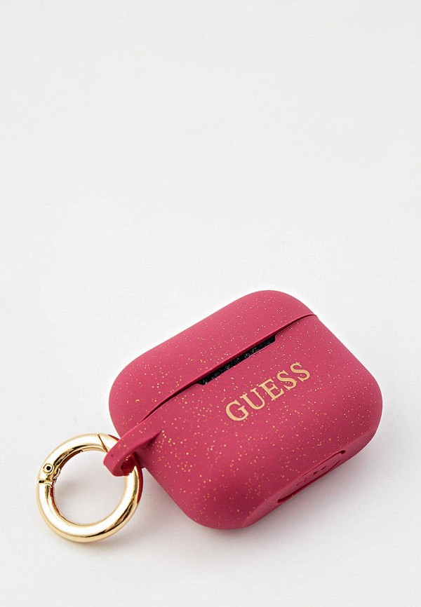 Guess Чехол для наушников - Airpods Pro Silicone case with ring Glitter/Fuschia - фото 2