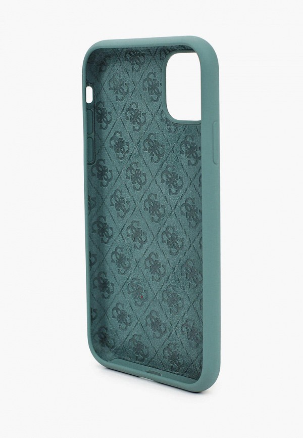 Guess Чехол для iPhone - 11, Silicone collection Gold metal logo Green - фото 2