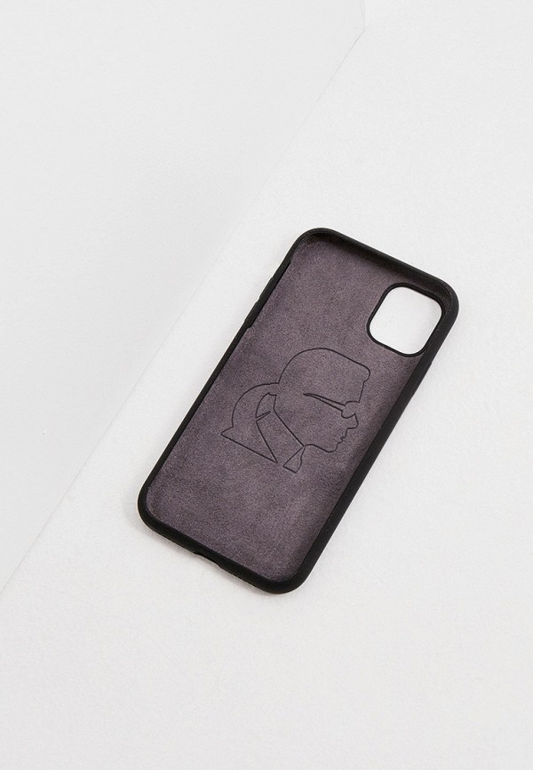 Karl Lagerfeld Чехол для iPhone - 11, Liquid silicone Ikonik outlines Black/Yellow - фото 2