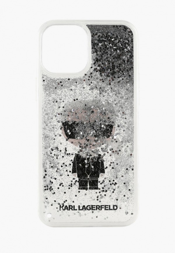 Karl Lagerfeld Чехол для iPhone - 12 Pro Max (6.7), Liquid Glitter Ikonik Karl (inner) Silver - фото 1
