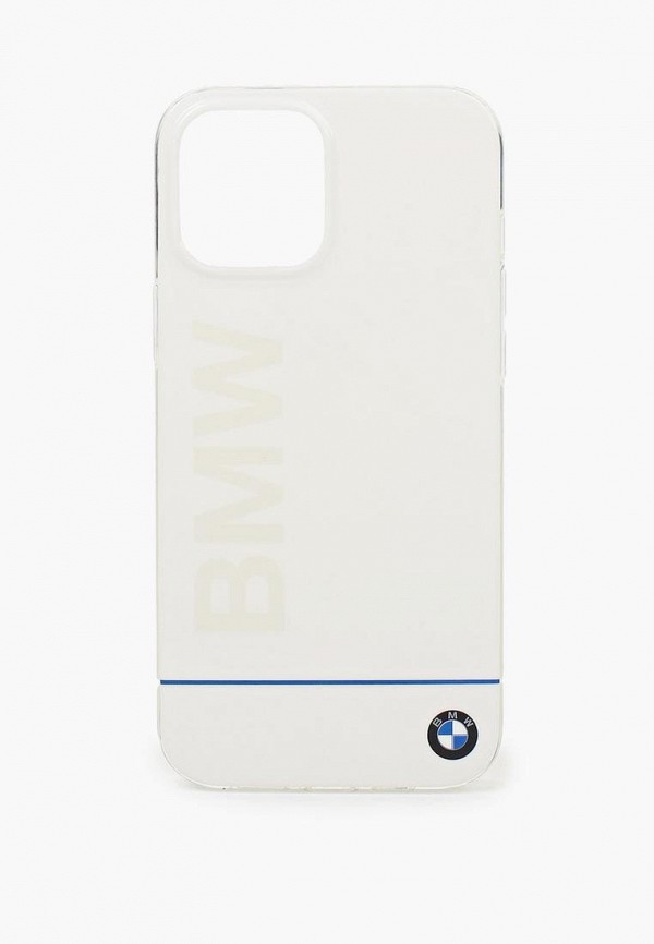 BMW Чехол для iPhone - 12 Pro Max (6.7), Signature PC/TPU Blue line Printed logo White - фото 1