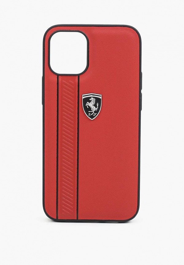 Ferrari Чехол для iPhone - 12 mini (5.4), Off-Track Genuine leather Stitched stipe Red - фото 1