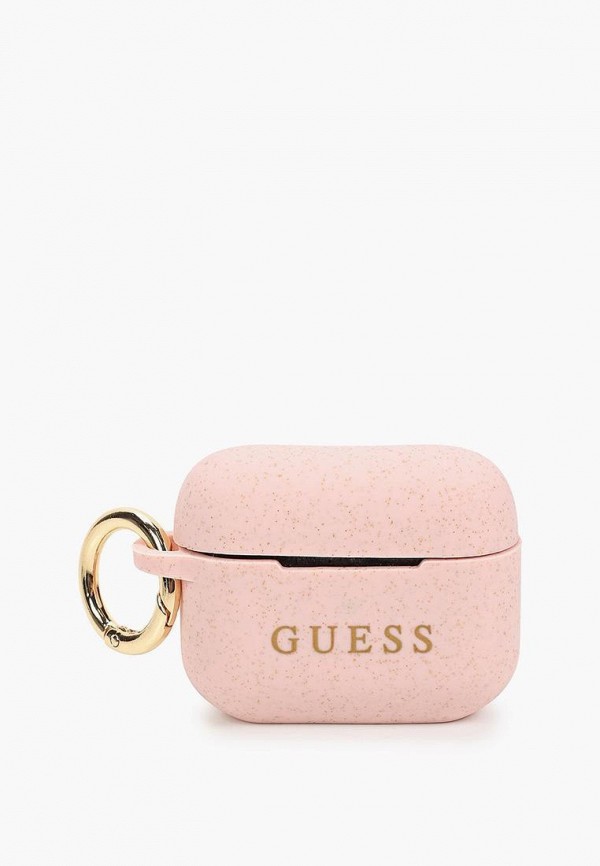 Guess Чехол для наушников - Airpods Pro, Silicone case with ring Glitter/Light pink - фото 1