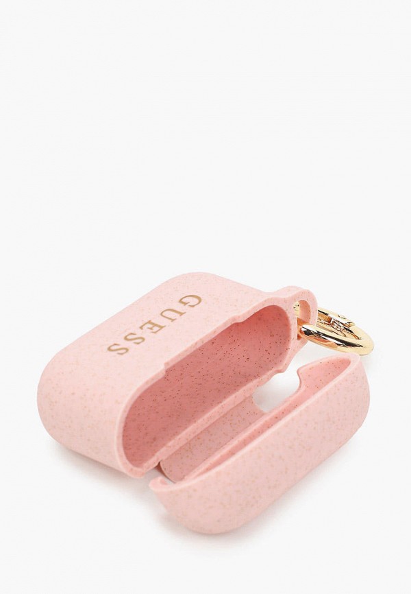 Guess Чехол для наушников - Airpods Pro, Silicone case with ring Glitter/Light pink - фото 2