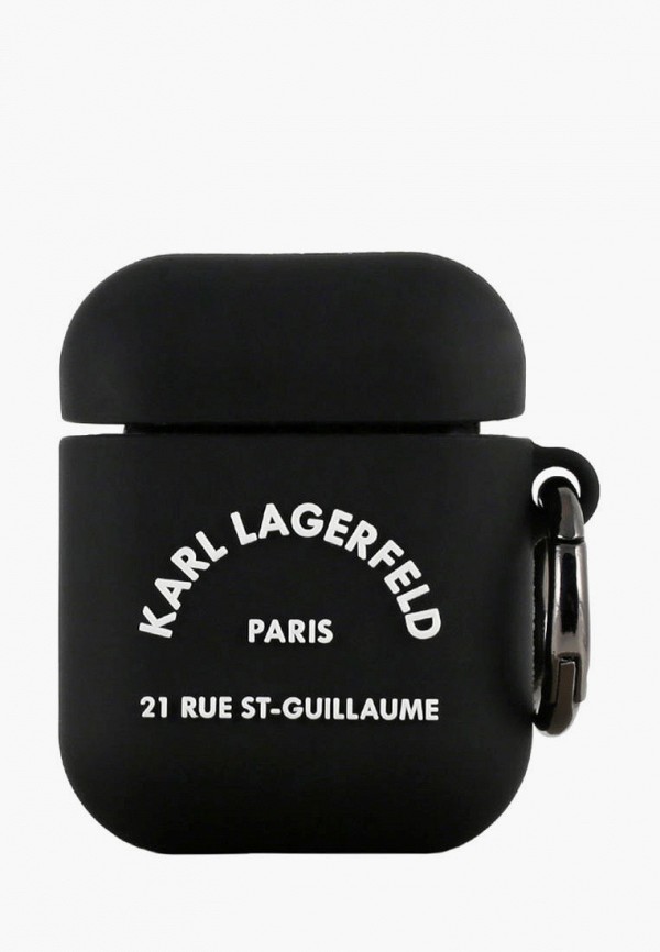 Karl Lagerfeld Чехол для наушников - Airpods 1/2, Silicone case with ring RSG logo Black - фото 1