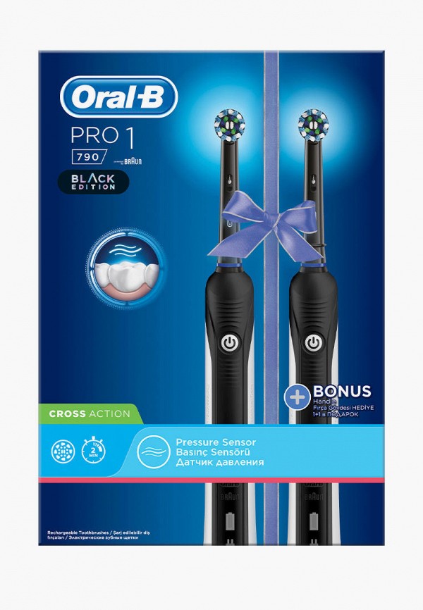 Oral B Электрические зубные щетки 2 шт. - Pro 1 790 с 1 режимом чистки, в подарочной упаковке - фото 3