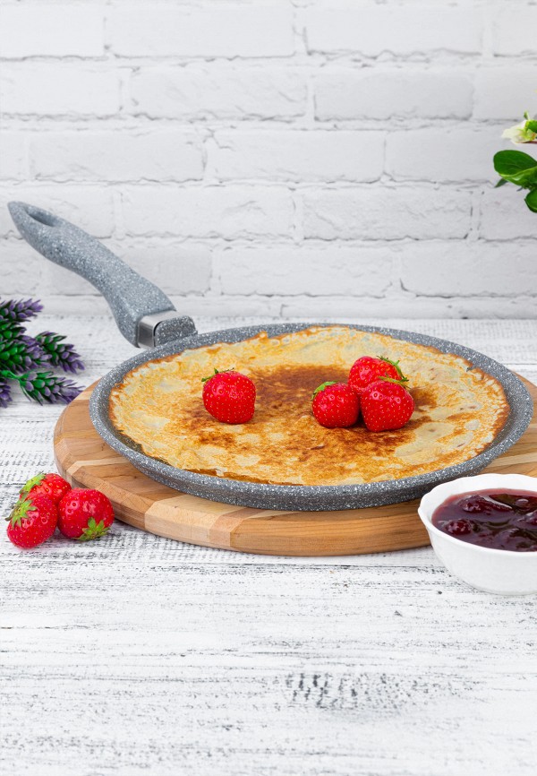 Elan Gallery Сковорода - блинная 24 см Гармония вкуса Серый мрамор, с несъемной ручкой - фото 6