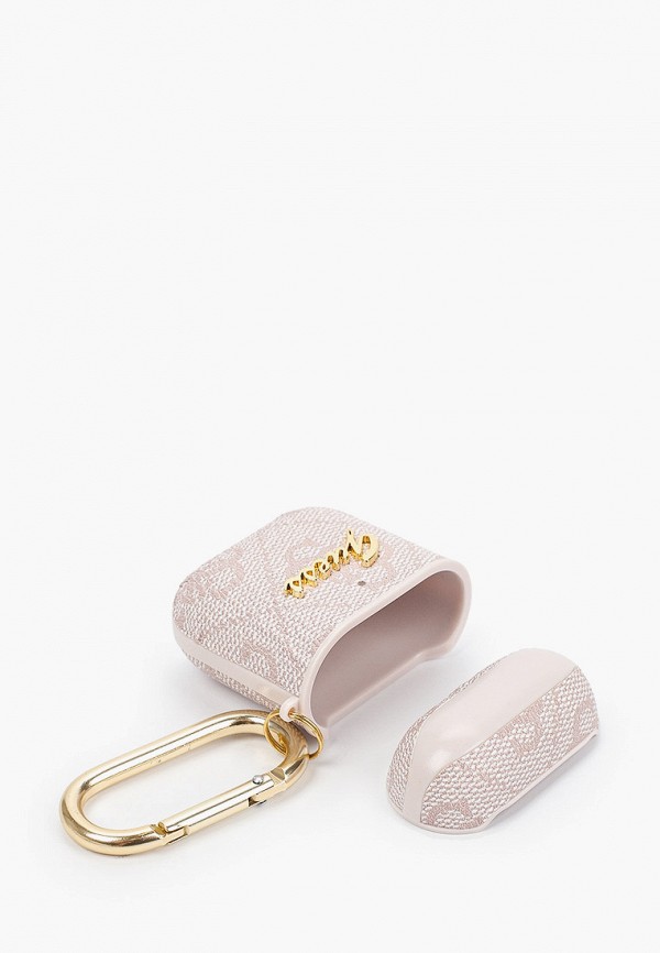 Guess Чехол для наушников - Airpods, PU 4G case with metal logo and carabiner Pink - фото 2