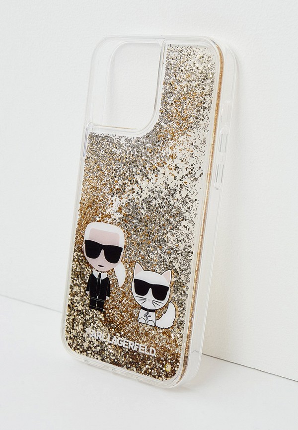 Karl Lagerfeld Чехол для iPhone - 13 Pro Max, Liquid glitterKarl & Choupette Gold - фото 1