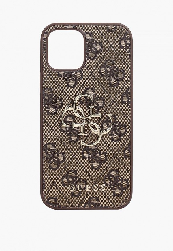 Guess Чехол для iPhone - 12/12 Pro, PU 4G Big metal logo Brown - фото 1