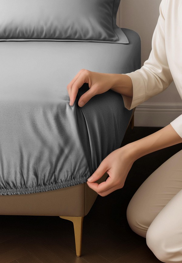 Bellehome Простыня 1,5-спальная - Стефания Silver  90х200х20 сатин - фото 3