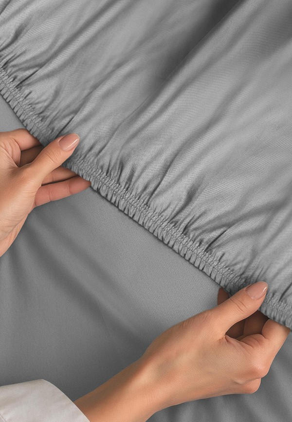 Bellehome Простыня 1,5-спальная - Стефания Silver  140х200х20 сатин - фото 4