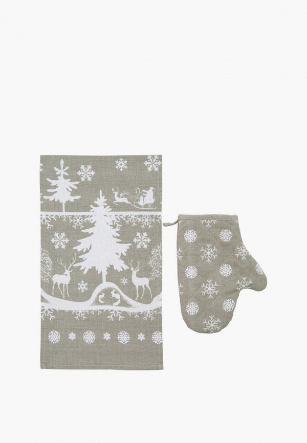 Семейные ценности Набор кухонного текстиля - Серебряное копытце (рукавица + салфетка) - фото 1
