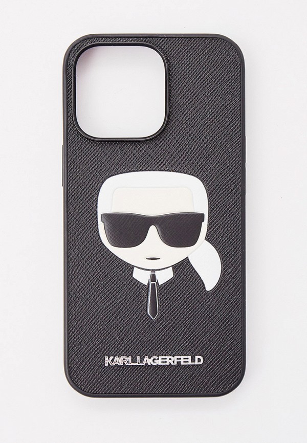Karl Lagerfeld Чехол для iPhone - 13 Pro, PU Saffiano Karl's Head Hard Black - фото 1