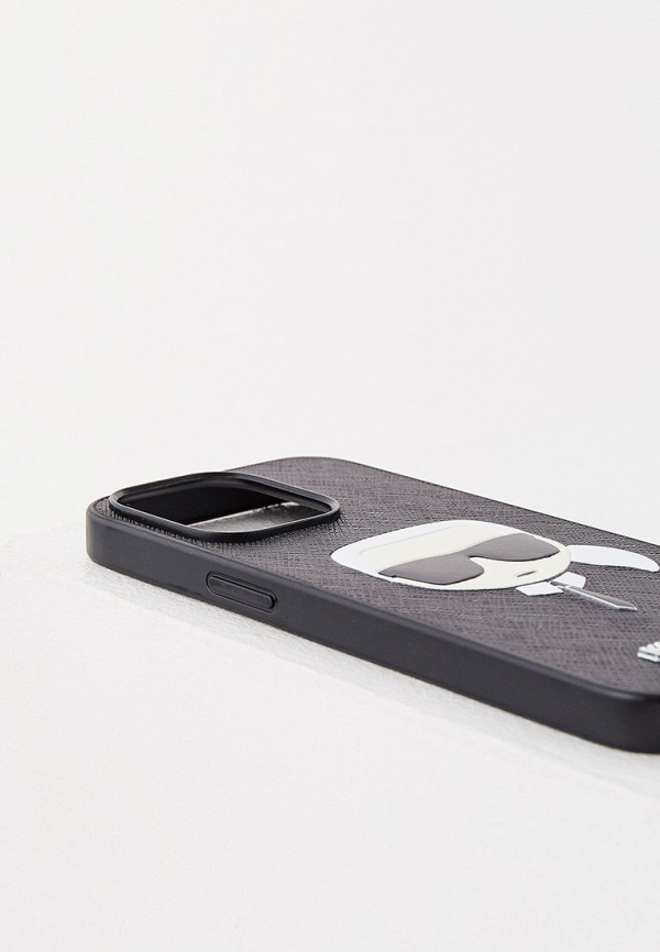 Karl Lagerfeld Чехол для iPhone - 13 Pro, PU Saffiano Karl's Head Hard Black - фото 3
