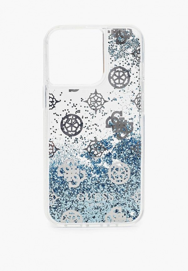 Guess Чехол для iPhone - 13 Pro, Liquid Glitter Peony Hard Blue - фото 1