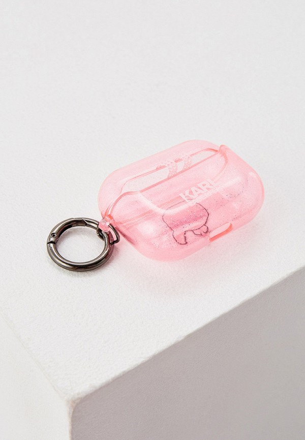 Karl Lagerfeld Чехол для наушников - Airpods Pro, TPU Glitters with ring Karl Transparent Pink - фото 2