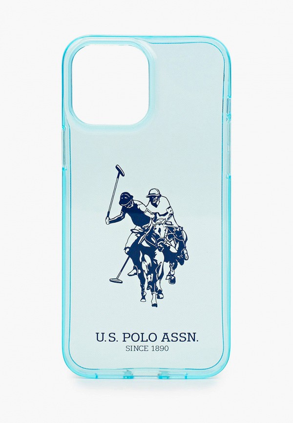 U.S. Polo Assn. Чехол для iPhone - 13 Pro Max TPU FLUO Logo Big horse Hard Light blue - фото 1