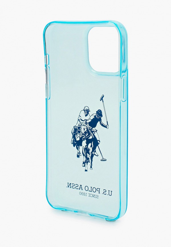 U.S. Polo Assn. Чехол для iPhone - 13 Pro Max TPU FLUO Logo Big horse Hard Light blue - фото 2