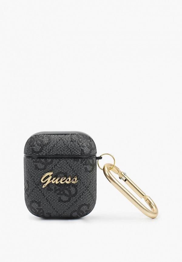 Guess Чехол для наушников - Airpods 1/2, PU leather 4G with metal logo and carabin Grey - фото 1