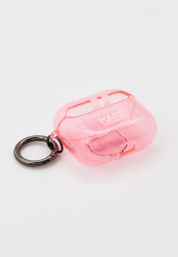 Karl Lagerfeld Чехол для наушников - Airpods 3, TPU Glitters with ring Choupette Transparent Pink - фото 2