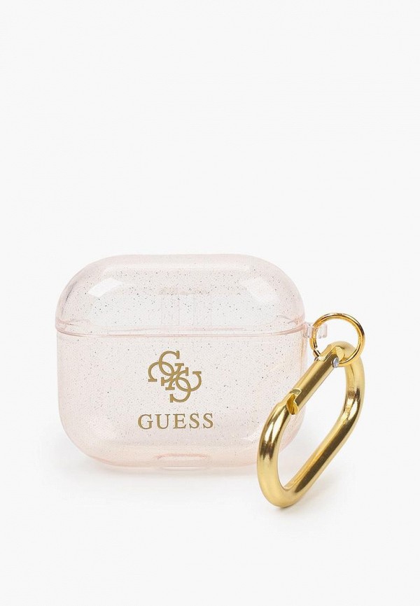 Guess Чехол для наушников - Airpods 3, TPU with carabin Transparent Glitter 4G Gold - фото 1