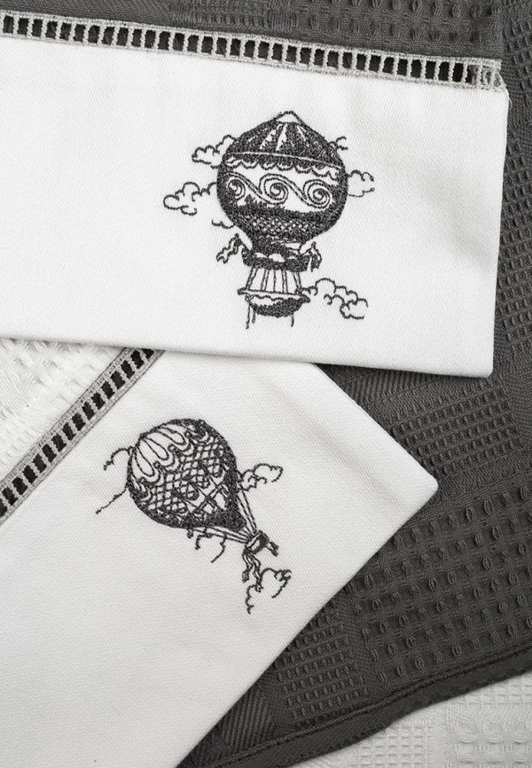 Bellehome Комплект кухонных полотенец - Aerostat, вафельные с вышивкой 40х70 2 шт. - фото 4