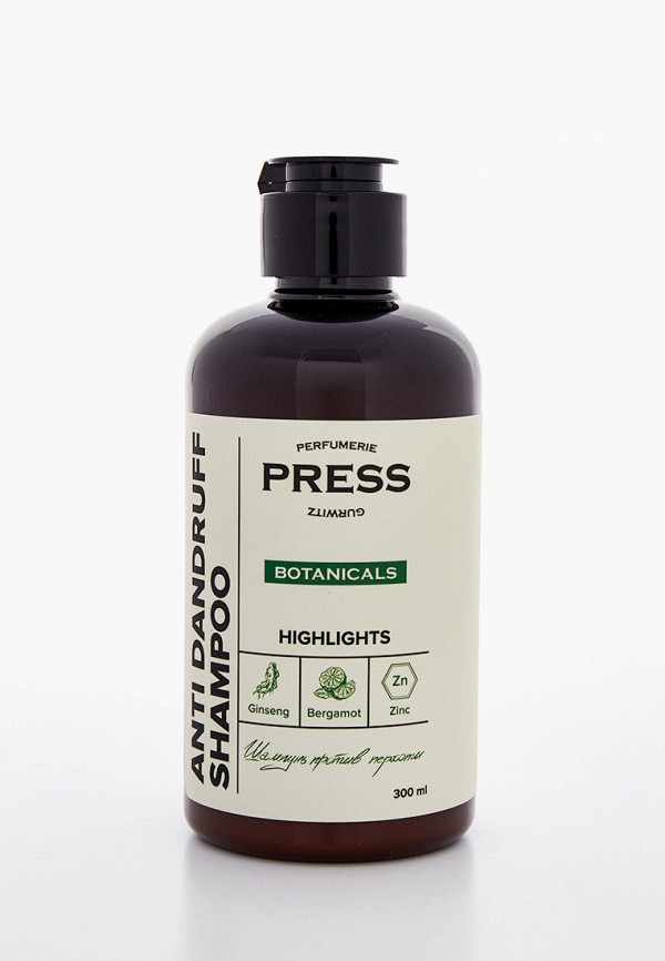 Press Gurwitz Perfumerie Шампунь - от перхоти с ароматом бергамота и цинком, натуральный, бессульфатный, 300 мл - фото 1