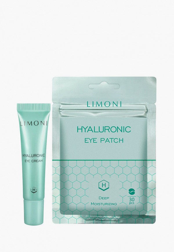 Limoni Набор для ухода за кожей вокруг глаз - Hyaluronic, подарочный бьютибокс, патчи тканевые 30 шт, крем для век 15 мл - фото 2