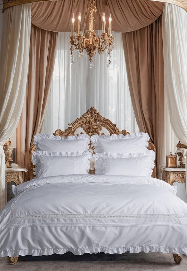 Bellehome Постельное белье Евро - Мережка Blanca, сатин-премиум 300 ТС - фото 1