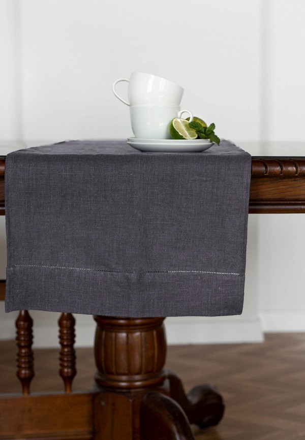Bellehome Скатерть-дорожка - Dark Grey однотонная 40х160 хлопок/лен - фото 2