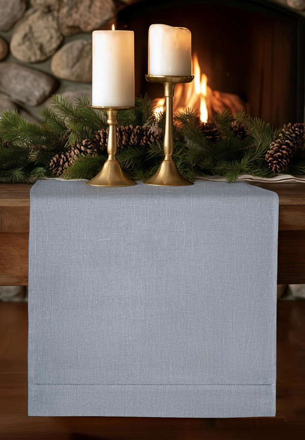 Bellehome Скатерть-дорожка - Silver однотонная 40х160 хлопок/лен - фото 1