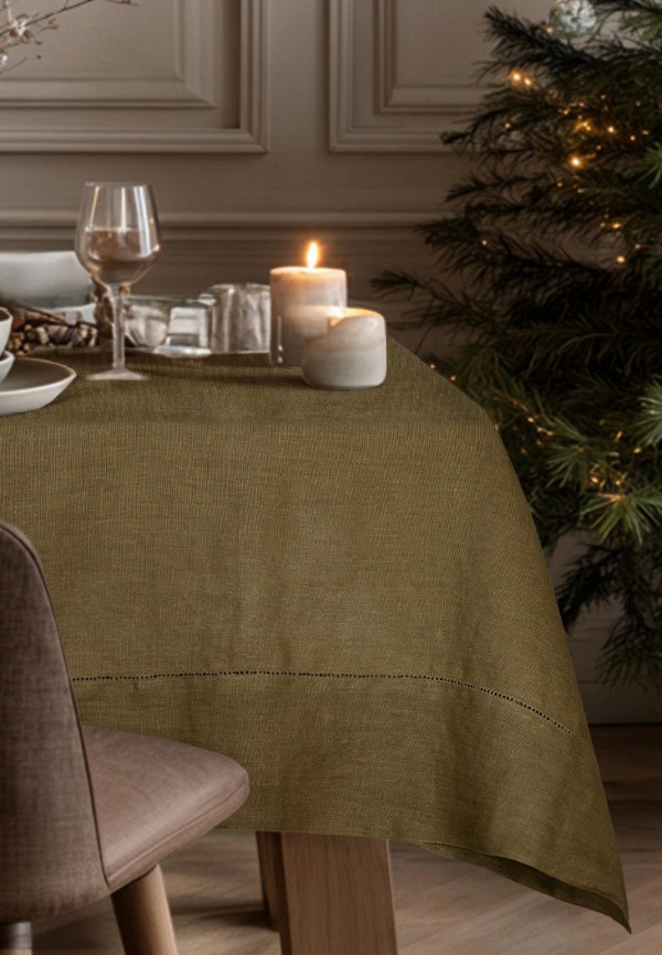 Bellehome Скатерть - Olive Green однотонная 140х170 хлопок/лен - фото 1