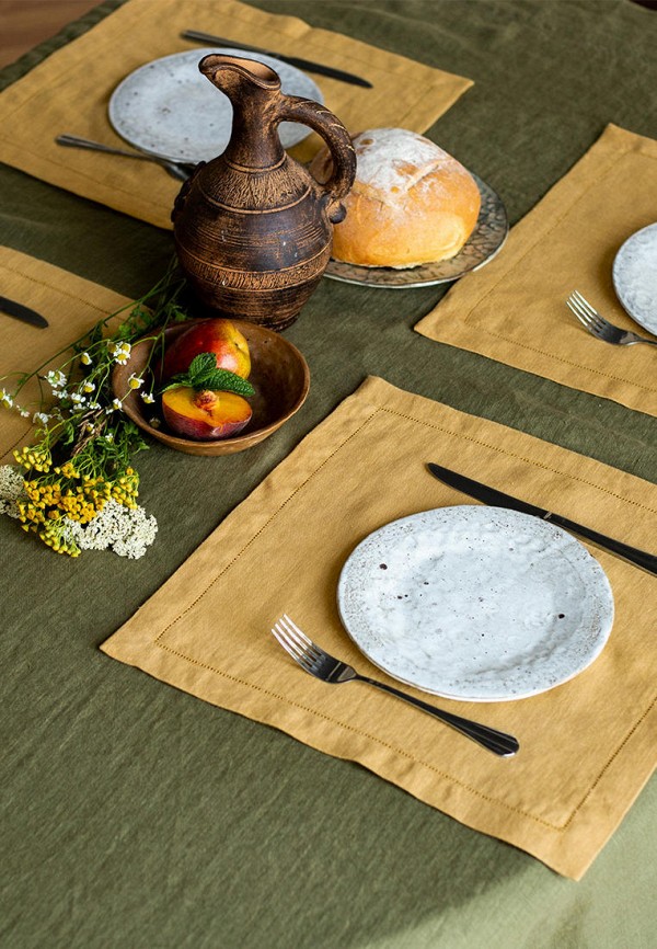 Bellehome Скатерть - Olive Green однотонная 140х170 хлопок/лен - фото 4