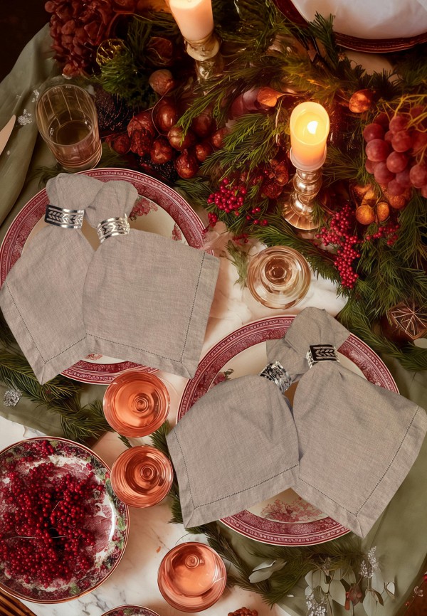 Bellehome Комплект салфеток сервировочных - French Rose однотонные 4шт. хлопок/лен - фото 1