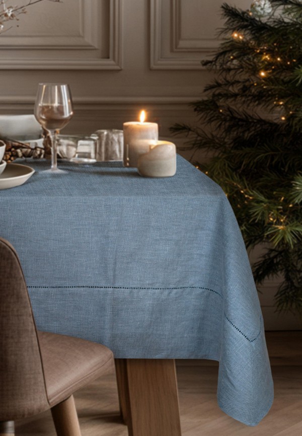 Bellehome Скатерть - Ocean Blue однотонная 150х240 хлопок/лен - фото 1