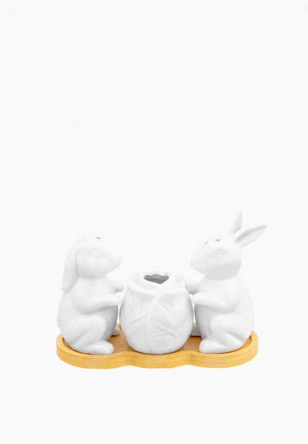 Elan Gallery Набор для сервировки специй - 14х6х9,5 см Кролики с капустой, на деревянной подставке - фото 2